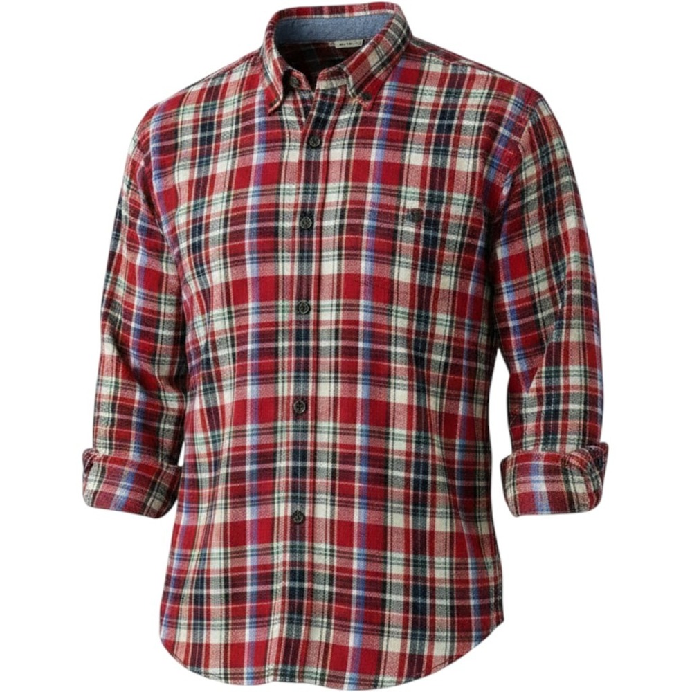 Lands' End Shirt Mens Large‎ Red Plaid Flannel Traditional Fit Heritage Rugged